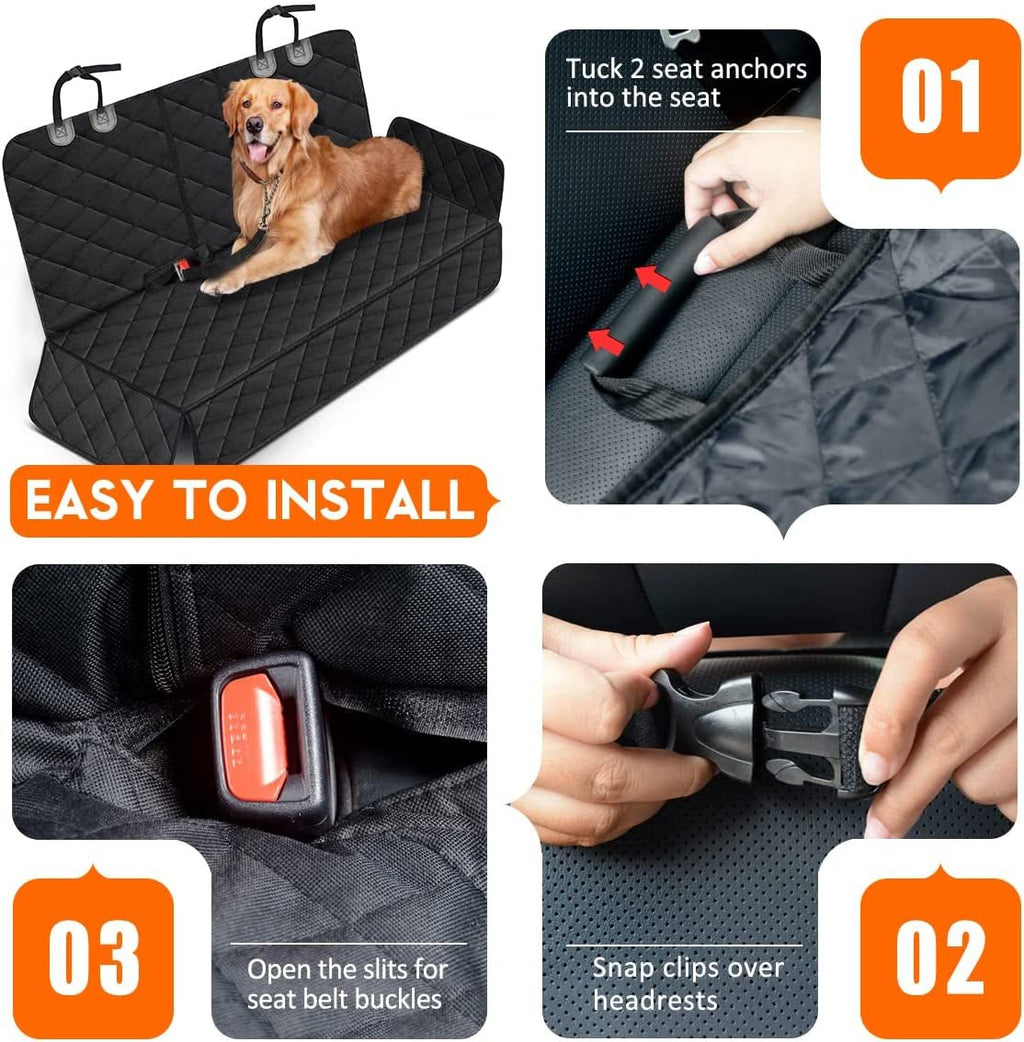 Dog Car Seat Cover, Back Seat Cover for Dogs Pet Car Seat Protector Waterproof Bench Car Seat Cover, Non-Slip Rear Seat Cover Fits Middle Armrest for Most Cars Suvs Trucks - Black - Quality products