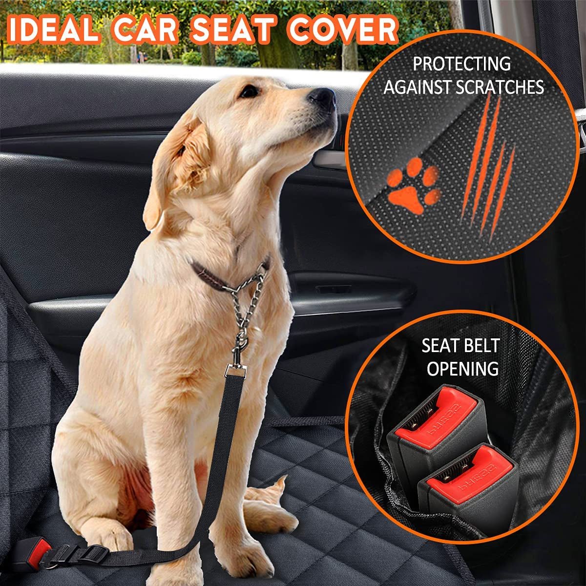 Dog Car Seat Cover, Back Seat Cover for Dogs Pet Car Seat Protector Waterproof Bench Car Seat Cover, Non-Slip Rear Seat Cover Fits Middle Armrest for Most Cars Suvs Trucks - Black - Quality products