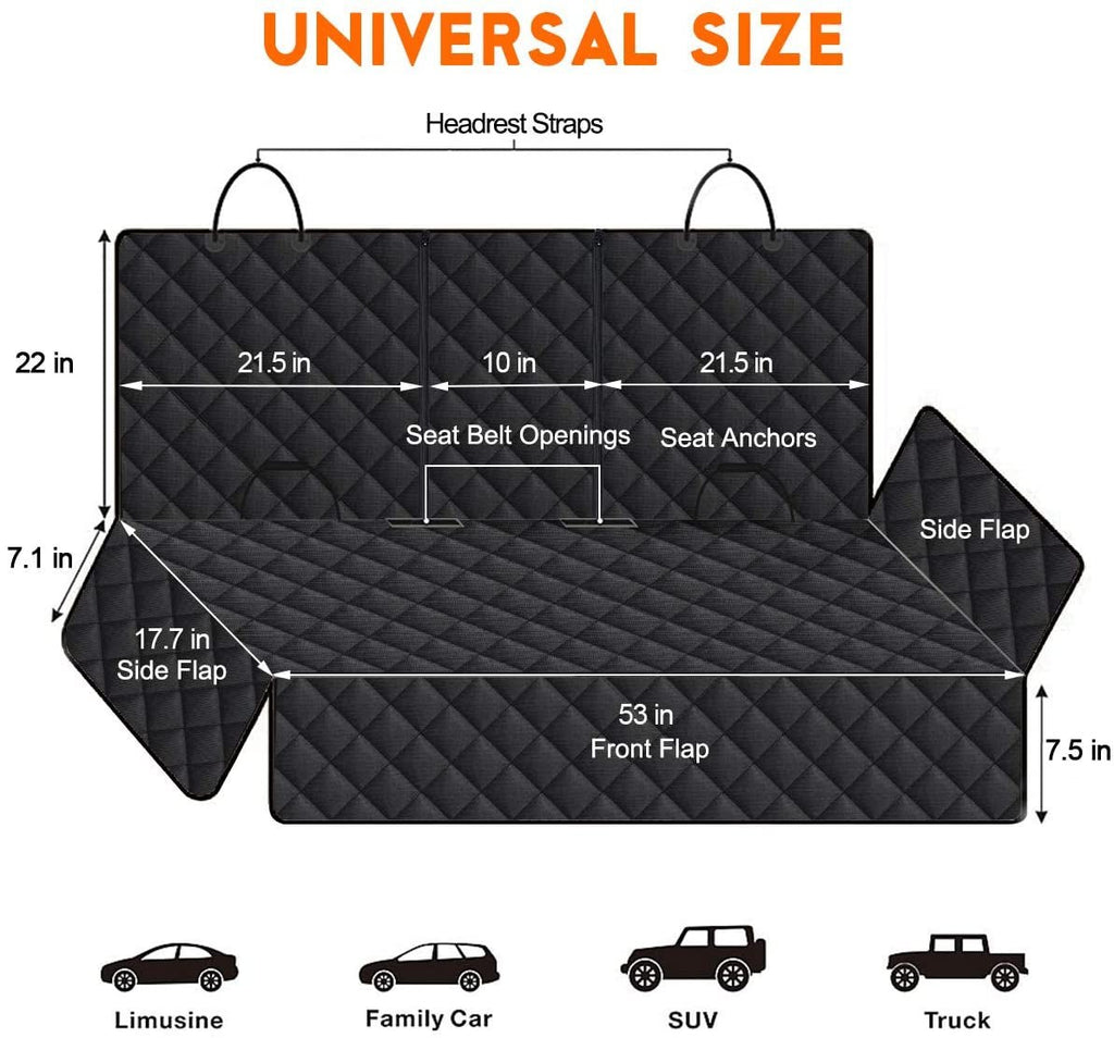 Dog Car Seat Cover, Back Seat Cover for Dogs Pet Car Seat Protector Waterproof Bench Car Seat Cover, Non-Slip Rear Seat Cover Fits Middle Armrest for Most Cars Suvs Trucks - Black - Quality products