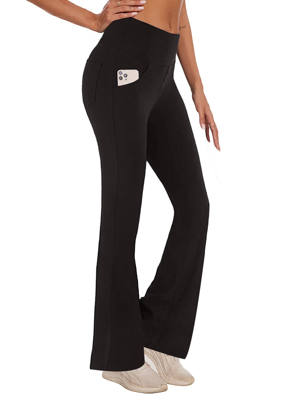 Womens Bootcut Yoga Pants Flare Legging with Pockets High Waist Lightweight Bottoms Workout Activewear Black XL - Quality products
