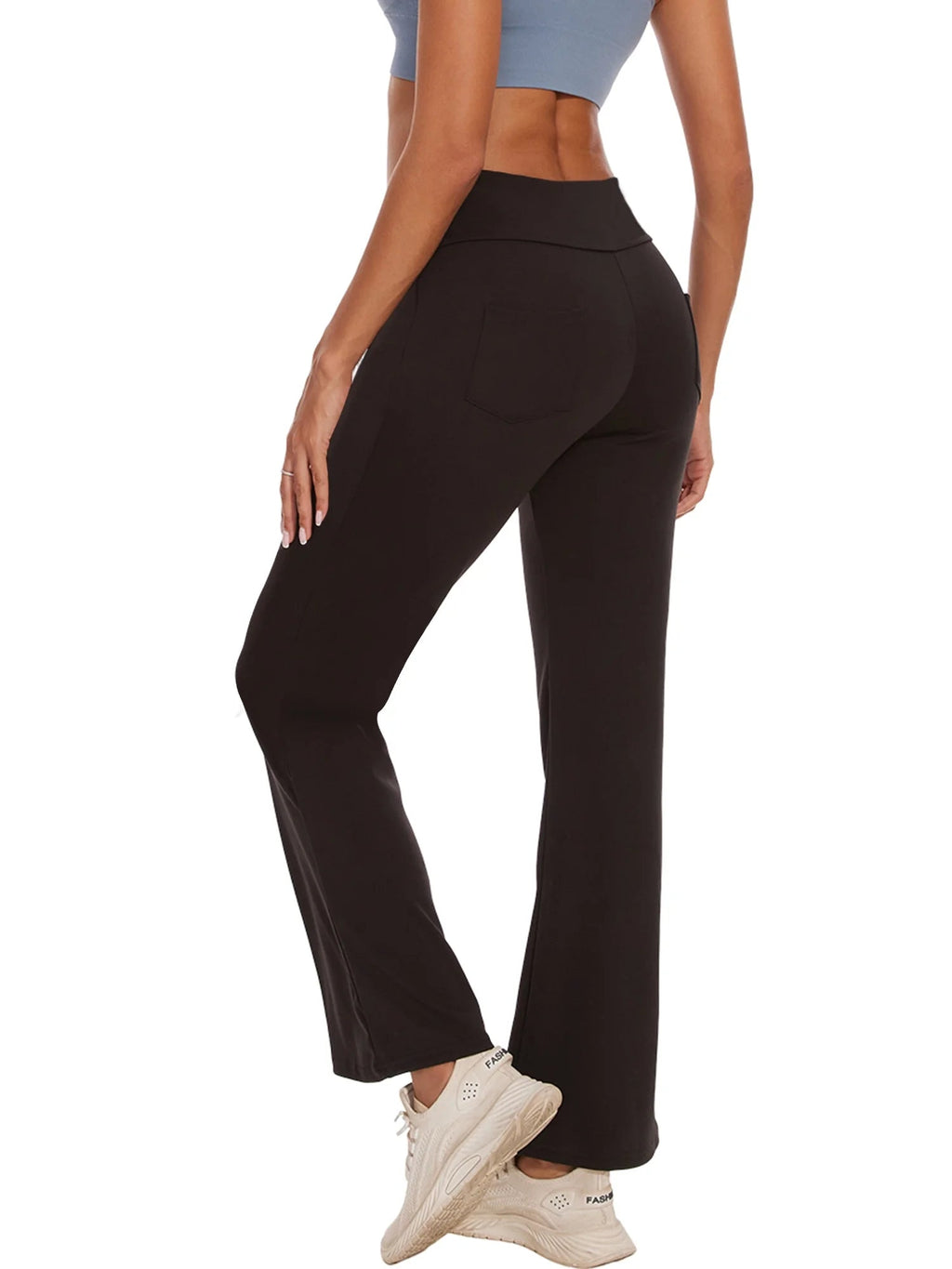 Womens Bootcut Yoga Pants Flare Legging with Pockets High Waist Lightweight Bottoms Workout Activewear Black XL - Quality products